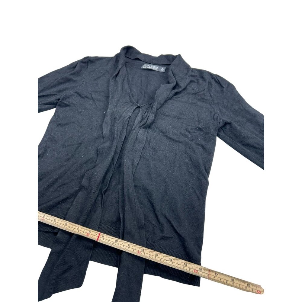 7th Avenue Design Studio Black Lightweight Long-Sleeve Open Cardigan Sweater Wit - Picture 8 of 10